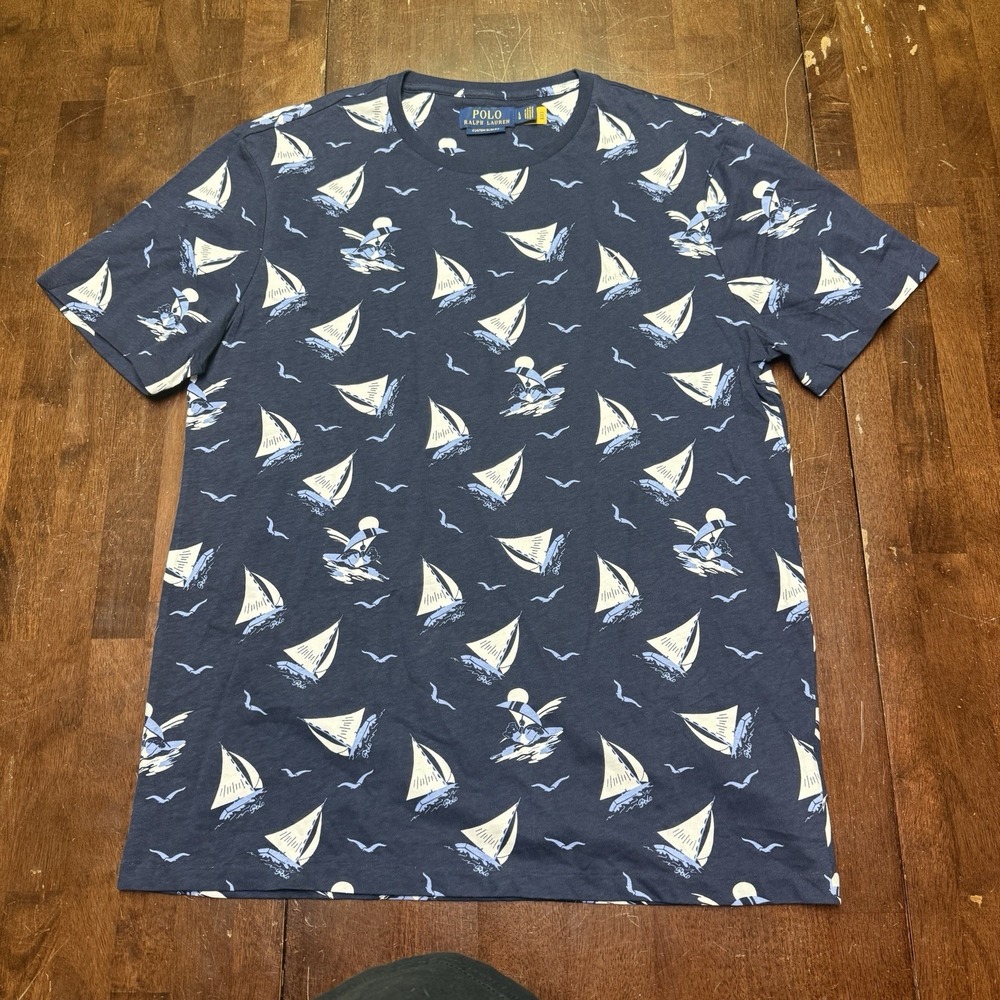 Polo‎ Ralph Lauren L Polo Bear Nautical Tee Blue Windsurfer Classic T-Shirt